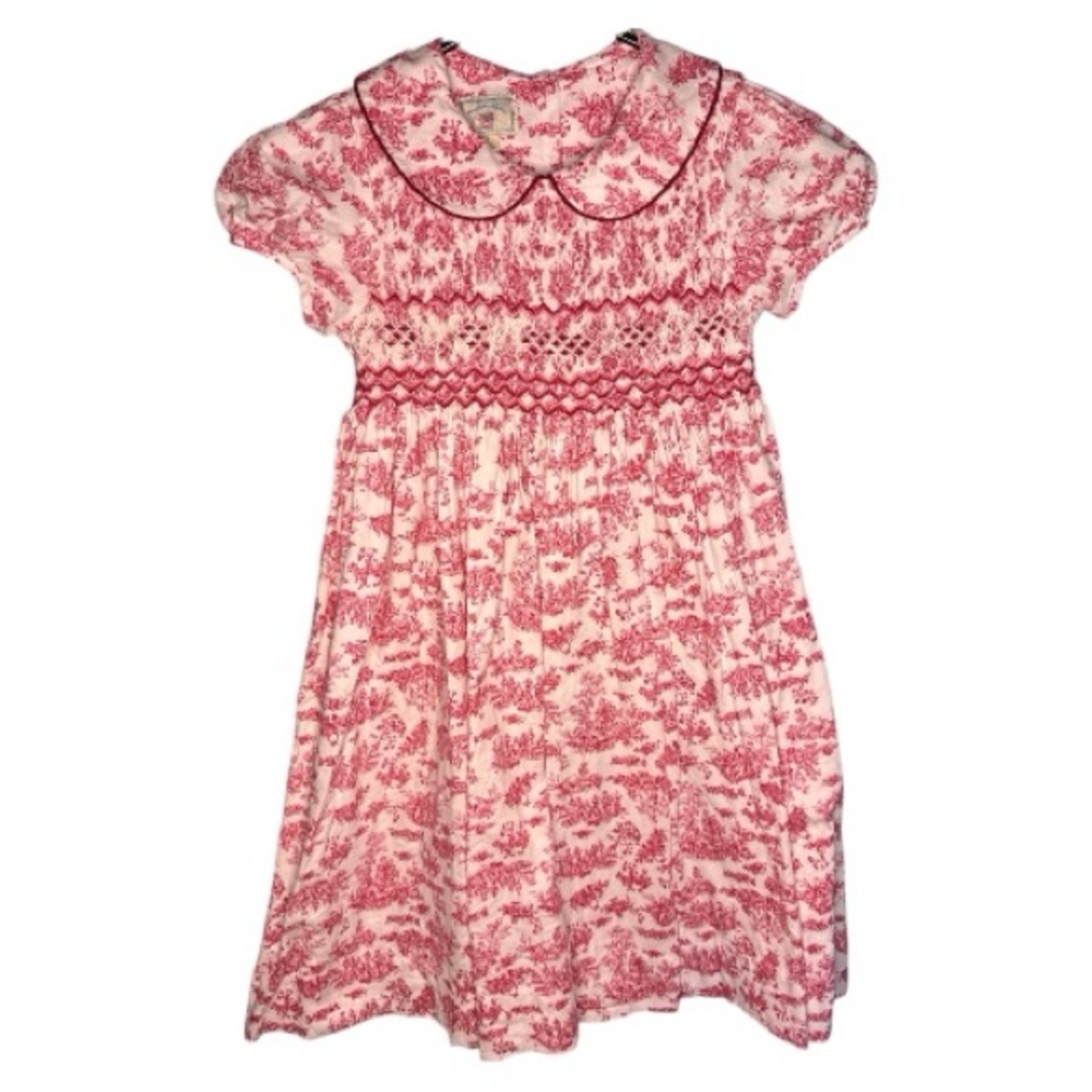 Girls Red and White Classic Smocked Dress
